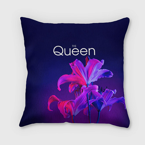 Подушка квадратная The Queen Королева и цветы / 3D-принт – фото 1