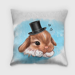Подушка квадратная Милый кролик в шляпке, цвет: 3D-принт