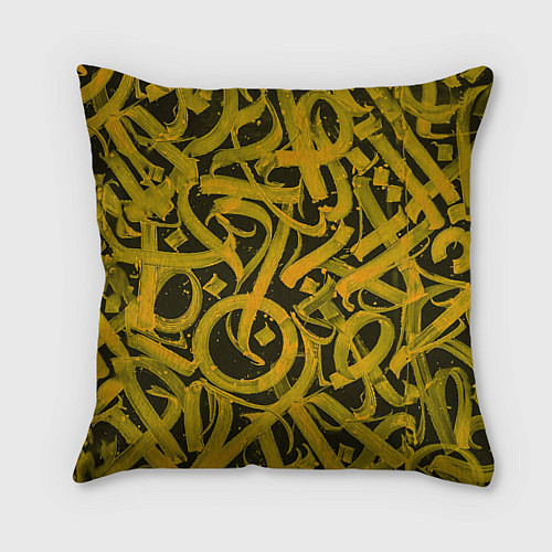 Подушка квадратная Gold Calligraphic / 3D-принт – фото 1