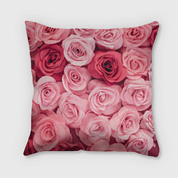Подушка квадратная Чайная пыльная роза - нежно розовый цветок, цвет: 3D-принт