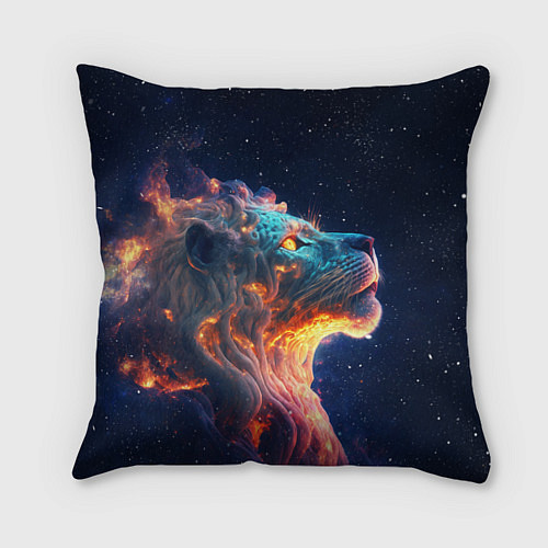 Подушка квадратная Космический звёздный лев / 3D-принт – фото 1