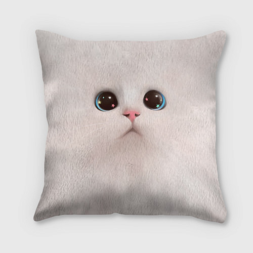 Подушка квадратная Милый кот с большими глазами / 3D-принт – фото 1