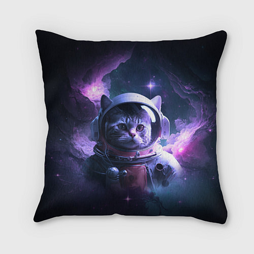 Подушка квадратная Котик космонавт / 3D-принт – фото 1