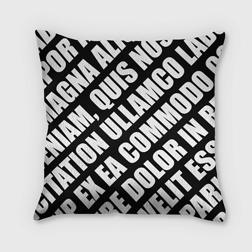 Подушка квадратная Крупный рубленый текст Lorem Ipsum каллиграфия на / 3D-принт – фото 1