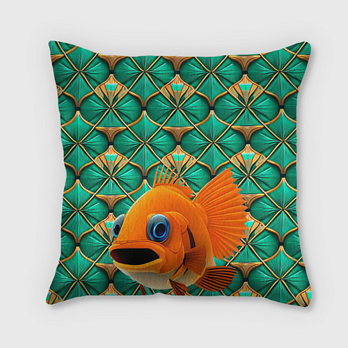 Подушка квадратная Сказочная золотая рыбка / 3D-принт – фото 1