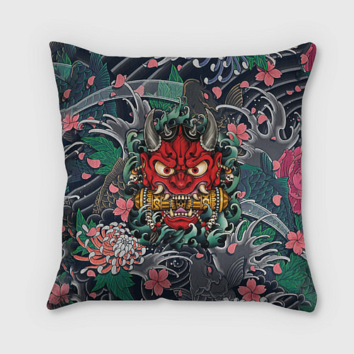 Подушка квадратная Irazumi devil и волны / 3D-принт – фото 1