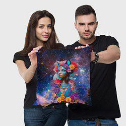 Подушка квадратная Космическая девушка-кошка, цвет: 3D-принт — фото 2