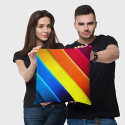 Подушка квадратная Радужные полосы текстура, цвет: 3D-принт — фото 2
