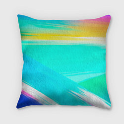 Подушка квадратная Абстрактные цветные линии - диагонали, цвет: 3D-принт