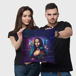 Подушка квадратная Cyberpunk Mona Lisa, цвет: 3D-принт — фото 2