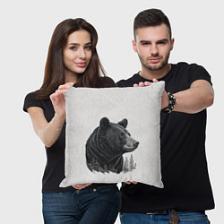Подушка квадратная Нарисованный медведь, цвет: 3D-принт — фото 2