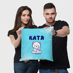 Подушка квадратная Катя белый мишка, цвет: 3D-принт — фото 2