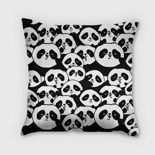 Подушка квадратная Весёлые панды / 3D-принт – фото 1