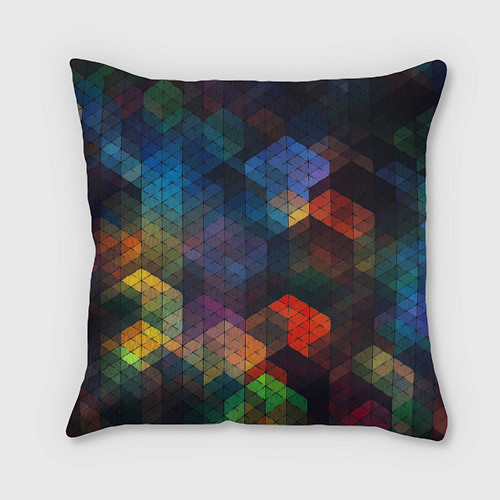 Подушка квадратная Стеклянная мозаика цветная / 3D-принт – фото 1