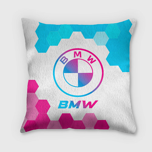Подушка квадратная BMW neon gradient style / 3D-принт – фото 1