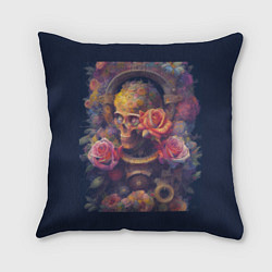 Подушка квадратная Череп и розы жизни