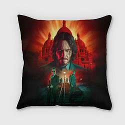 Подушка квадратная John Wick catholic church Paris, цвет: 3D-принт