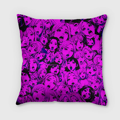 Подушка квадратная Ahegao: Фиолетовый / 3D-принт – фото 1