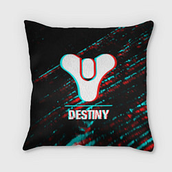Подушка квадратная Destiny в стиле glitch и баги графики на темном фо, цвет: 3D-принт