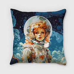 Подушка квадратная Рыжая девушка космонавт, цвет: 3D-принт