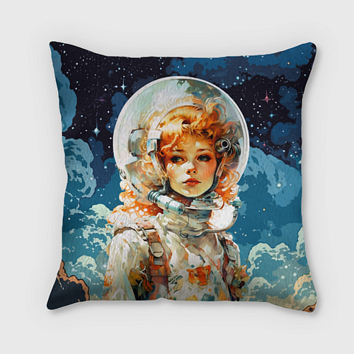 Подушка квадратная Рыжая девушка космонавт / 3D-принт – фото 1