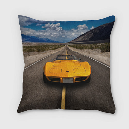 Подушка квадратная Ретро маслкар Chevrolet Corvette Stingray / 3D-принт – фото 1