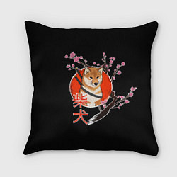 Подушка квадратная Сиба ину самурай, цвет: 3D-принт
