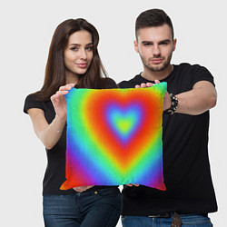 Подушка квадратная Сердце - радужный градиент, цвет: 3D-принт — фото 2