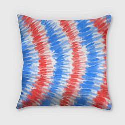 Подушка квадратная Тай-дай красный с голубым, цвет: 3D-принт