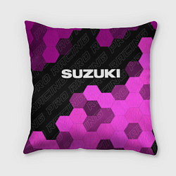 Подушка квадратная Suzuki pro racing: символ сверху, цвет: 3D-принт