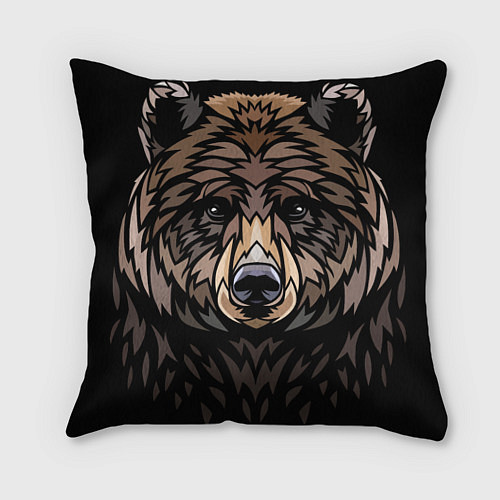 Подушка квадратная Медведь в этническом стиле / 3D-принт – фото 1