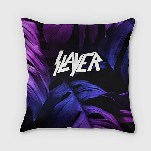 Подушка квадратная Slayer neon monstera / 3D-принт – фото 1