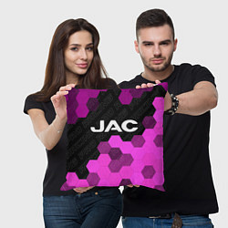 Подушка квадратная JAC pro racing: символ сверху, цвет: 3D-принт — фото 2