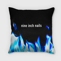 Подушка квадратная Nine Inch Nails blue fire, цвет: 3D-принт