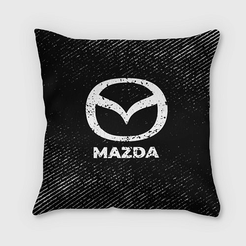 Подушка квадратная Mazda с потертостями на темном фоне / 3D-принт – фото 1