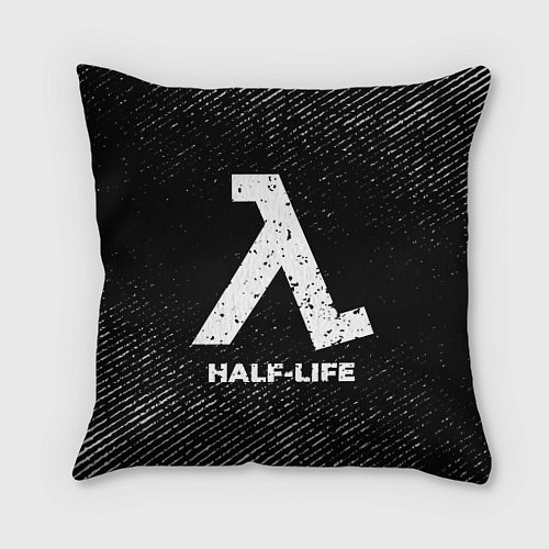 Подушка квадратная Half-Life с потертостями на темном фоне / 3D-принт – фото 1
