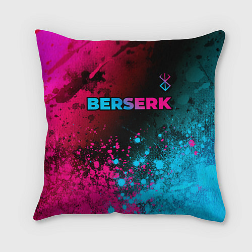 Подушка квадратная Berserk - neon gradient: символ сверху / 3D-принт – фото 1