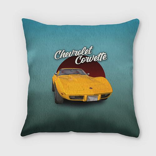 Подушка квадратная Американский спорткар Chevrolet Corvette Stingray / 3D-принт – фото 1