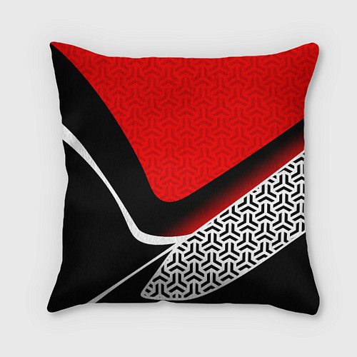 Подушка квадратная Геометрическая униформа - красная / 3D-принт – фото 1