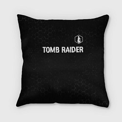 Подушка квадратная Tomb Raider glitch на темном фоне: символ сверху, цвет: 3D-принт