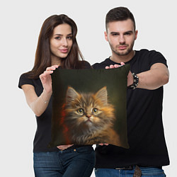 Подушка квадратная Пушистый рыжий котенок, цвет: 3D-принт — фото 2