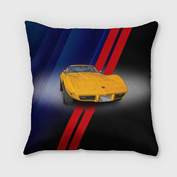 Подушка квадратная Классический спорткар Chevrolet Corvette Stingray, цвет: 3D-принт