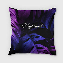 Подушка квадратная Nightwish neon monstera, цвет: 3D-принт