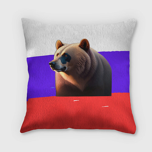 Подушка квадратная Медведь на флаге России / 3D-принт – фото 1