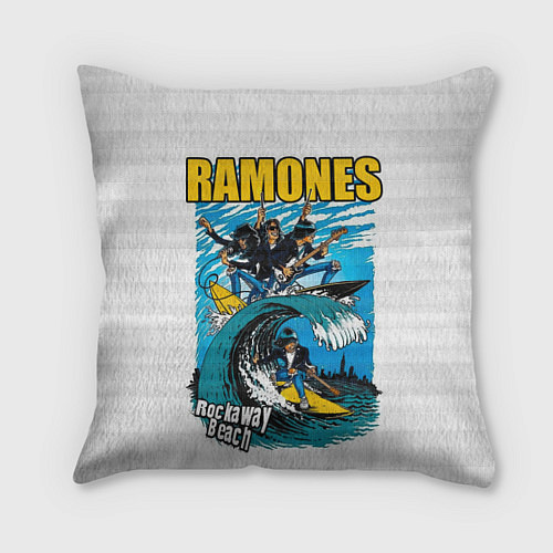 Подушка квадратная Ramones rock away beach / 3D-принт – фото 1