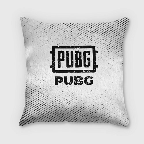 Подушка квадратная PUBG с потертостями на светлом фоне / 3D-принт – фото 1