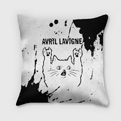 Подушка квадратная Avril Lavigne рок кот на светлом фоне