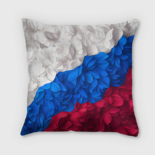 Подушка квадратная Флаг России из цветов / 3D-принт – фото 1
