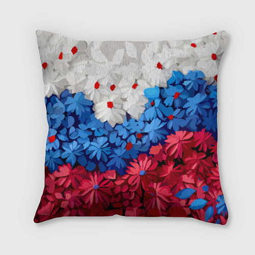 Подушка квадратная Флаг РФ из цветов / 3D-принт – фото 1