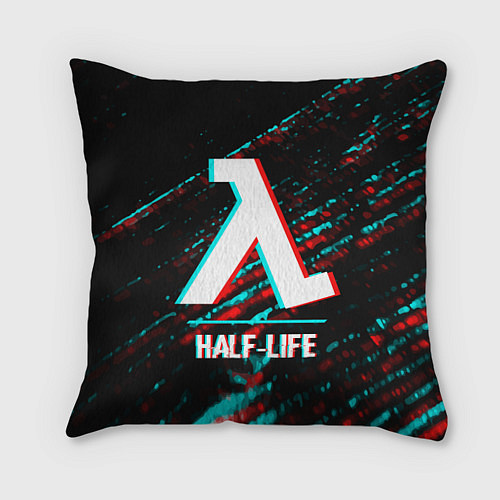 Подушка квадратная Half-Life в стиле glitch и баги графики на темном / 3D-принт – фото 1